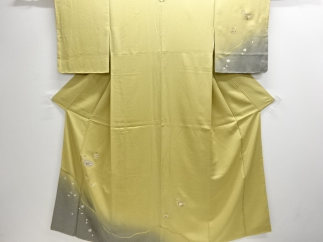 未使用品　茶道具に草花模様訪問着